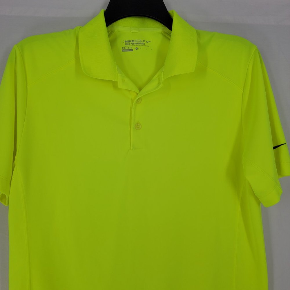 Nike Golf Tour Performance Dri-Fit Polo Shirt Collared Neon Yellow Men's Medium - Picture 3 of 10
